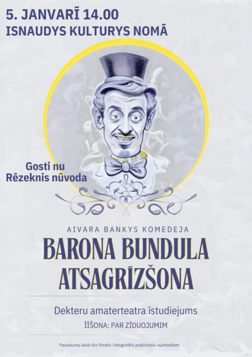 Dekteru amaterteatra izruode "Barona Bundula atsagrīzšona" @ Isnaudys kulturys noms